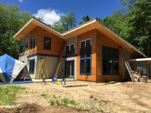 passive solar house in the woods